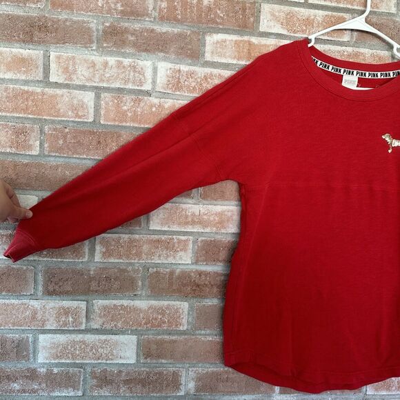 PINK Victoria’s Secret Fair Isle Sequin Crewneck Sweatshirt Spirit Jersey Small - Picture 4 of 9